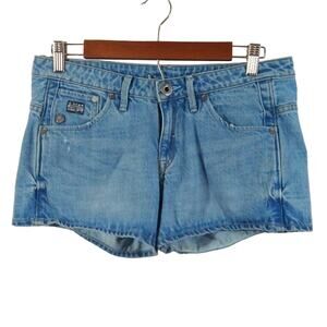 W G-Star Raw Denim Women Arc Light Blue Wash Mini Denim Jean Short Shorts 26